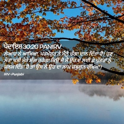 Picture 02 - ਪੈਦਾਇਸ਼ 30:20 PANIRV - ਲੇਆਹ ਨੇ ਆਖਿਆ, - Bible Verse Picture
