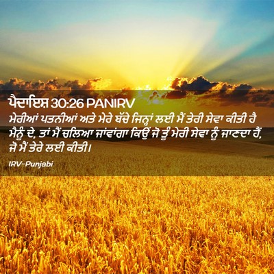 Picture 02 - ਪੈਦਾਇਸ਼ 30:26 PANIRV - ਮੇਰੀਆਂ ਪਤਨੀਆਂ ਅਤੇ - Bible Verse Picture