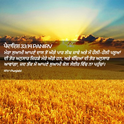 Picture 02 - ਪੈਦਾਇਸ਼ 33:14 PANIRV - ਮੇਰਾ ਸੁਆਮੀ ਆਪਣੇ - Bible Verse Picture