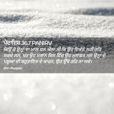 Picture 02 - ਪੈਦਾਇਸ਼ 36:7 PANIRV - ਕਿਉਂ ਜੋ ਉਨ੍ਹਾਂ ਦਾ - Bible Verse Picture
