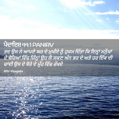 Picture 02 - ਪੈਦਾਇਸ਼ 44:1 PANIRV - ਤਦ ਉਸ ਨੇ ਆਪਣੇ ਘਰ ਦੇ - Bible Verse Picture