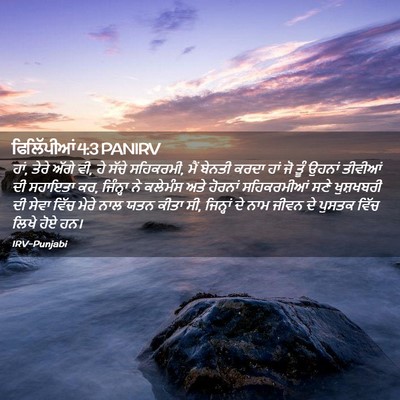 Picture 02 - ਫਿਲਿੱਪੀਆਂ 4:3 PANIRV - ਹਾਂ, ਤੇਰੇ ਅੱਗੇ ਵੀ, - Bible Verse Picture