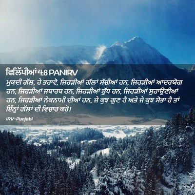 Picture 02 - ਫਿਲਿੱਪੀਆਂ 4:8 PANIRV - ਮੁਕਦੀ ਗੱਲ, ਹੇ - Bible Verse Picture