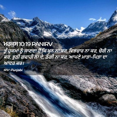 Picture 02 - ਮਰਕੁਸ 10:19 PANIRV - ਤੂੰ ਹੁਕਮਾਂ ਨੂੰ - Bible Verse Picture