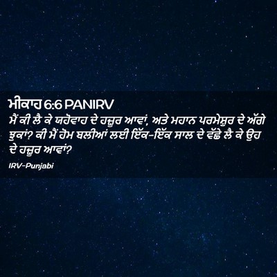 Picture 02 - ਮੀਕਾਹ 6:6 PANIRV - ਮੈਂ ਕੀ ਲੈ ਕੇ ਯਹੋਵਾਹ - Bible Verse Picture