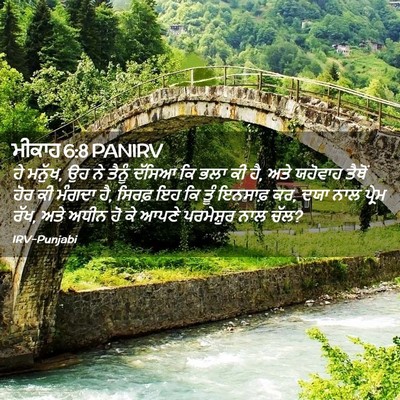 Picture 02 - ਮੀਕਾਹ 6:8 PANIRV - ਹੇ ਮਨੁੱਖ, ਉਹ ਨੇ - Bible Verse Picture