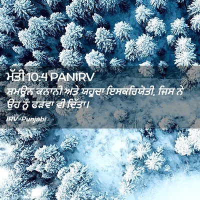 Picture 02 - ਮੱਤੀ 10:4 PANIRV - ਸ਼ਮਊਨ ਕਨਾਨੀ ਅਤੇ - Bible Verse Picture