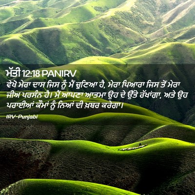 Picture 02 - ਮੱਤੀ 12:18 PANIRV - ਵੇਖੋ ਮੇਰਾ ਦਾਸ ਜਿਸ - Bible Verse Picture