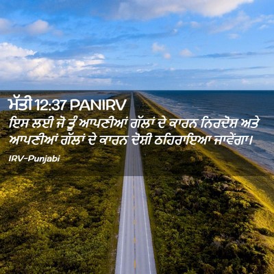 Picture 02 - ਮੱਤੀ 12:37 PANIRV - ਇਸ ਲਈ ਜੋ ਤੂੰ ਆਪਣੀਆਂ - Bible Verse Picture