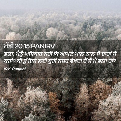 Picture 02 - ਮੱਤੀ 20:15 PANIRV - ਭਲਾ, ਮੈਨੂੰ ਅਧਿਕਾਰ - Bible Verse Picture