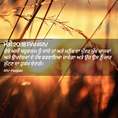 Picture 02 - ਮੱਤੀ 20:18 PANIRV - ਵੇਖੋ ਅਸੀਂ ਯਰੂਸ਼ਲਮ - Bible Verse Picture