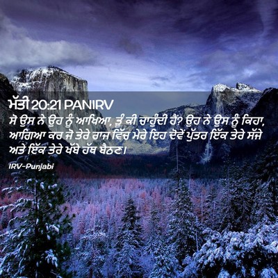 Picture 02 - ਮੱਤੀ 20:21 PANIRV - ਸੋ ਉਸ ਨੇ ਉਹ ਨੂੰ - Bible Verse Picture