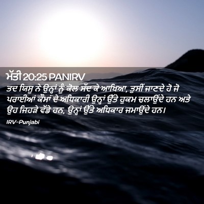 Picture 02 - ਮੱਤੀ 20:25 PANIRV - ਤਦ ਯਿਸੂ ਨੇ ਉਨ੍ਹਾਂ - Bible Verse Picture