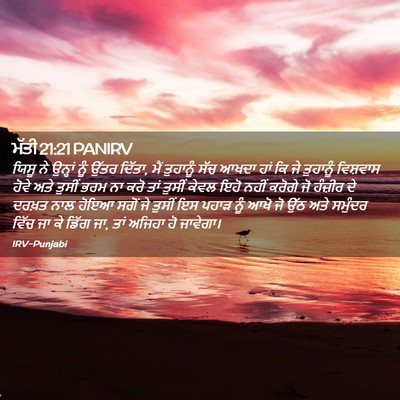 Picture 02 - ਮੱਤੀ 21:21 PANIRV - ਯਿਸੂ ਨੇ ਉਨ੍ਹਾਂ ਨੂੰ - Bible Verse Picture