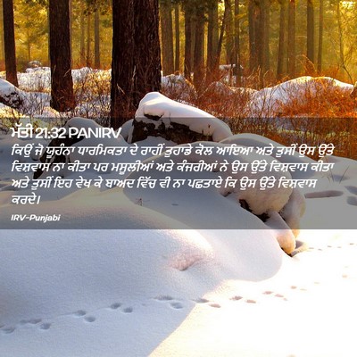Picture 02 - ਮੱਤੀ 21:32 PANIRV - ਕਿਉਂ ਜੋ ਯੂਹੰਨਾ - Bible Verse Picture