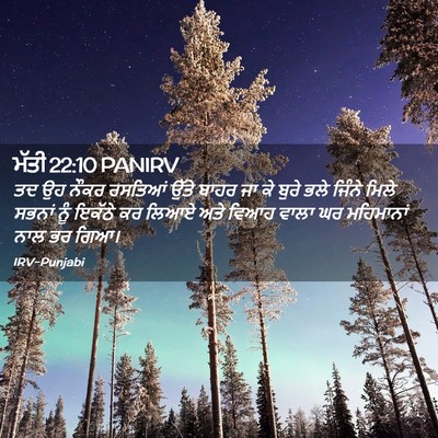 Picture 02 - ਮੱਤੀ 22:10 PANIRV - ਤਦ ਉਹ ਨੌਕਰ ਰਸਤਿਆਂ - Bible Verse Picture