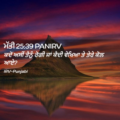 Picture 02 - ਮੱਤੀ 25:39 PANIRV - ਕਦੋਂ ਅਸੀਂ ਤੈਨੂੰ - Bible Verse Picture
