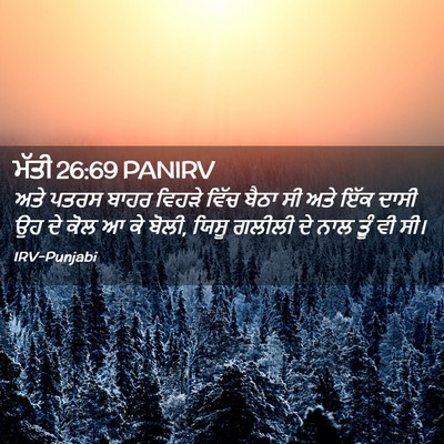 Picture 02 - ਮੱਤੀ 26:69 PANIRV - ਅਤੇ ਪਤਰਸ ਬਾਹਰ - Bible Verse Picture
