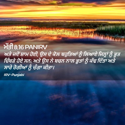 Picture 02 - ਮੱਤੀ 8:16 PANIRV - ਅਤੇ ਜਦੋਂ ਸ਼ਾਮ ਹੋਈ, - Bible Verse Picture