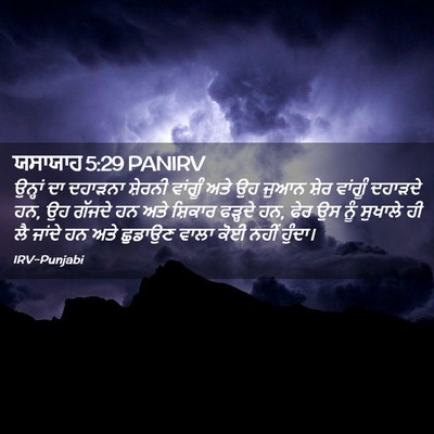 Picture 02 - ਯਸਾਯਾਹ 5:29 PANIRV - ਉਨ੍ਹਾਂ ਦਾ ਦਹਾੜਨਾ - Bible Verse Picture