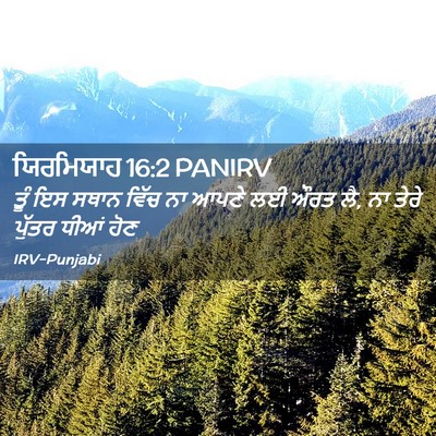 Picture 02 - ਯਿਰਮਿਯਾਹ 16:2 PANIRV - ਤੂੰ ਇਸ ਸਥਾਨ ਵਿੱਚ ਨਾ - Bible Verse Picture