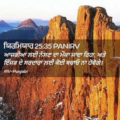 Picture 02 - ਯਿਰਮਿਯਾਹ 25:35 PANIRV - ਆਜੜੀਆਂ ਲਈ ਨੱਸਣ ਦਾ - Bible Verse Picture