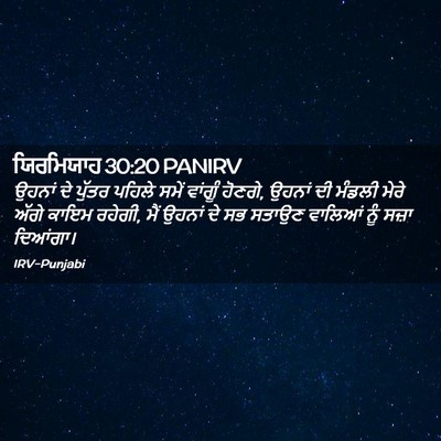 Picture 02 - ਯਿਰਮਿਯਾਹ 30:20 PANIRV - ਉਹਨਾਂ ਦੇ ਪੁੱਤਰ - Bible Verse Picture