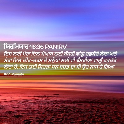Picture 02 - ਯਿਰਮਿਯਾਹ 48:36 PANIRV - ਇਸ ਲਈ ਮੇਰਾ ਦਿਲ ਮੋਆਬ - Bible Verse Picture