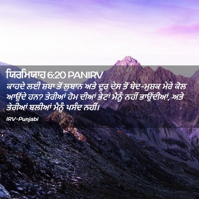 Picture 02 - ਯਿਰਮਿਯਾਹ 6:20 PANIRV - ਕਾਹਦੇ ਲਈ ਸ਼ਬਾ ਤੋਂ - Bible Verse Picture