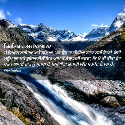Picture 02 - ਯਿਰਮਿਯਾਹ 8:6 PANIRV - ਮੈਂ ਧਿਆਨ ਲਾਇਆ ਅਤੇ - Bible Verse Picture