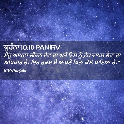 Picture 02 - ਯੂਹੰਨਾ 10:18 PANIRV - ਮੈਨੂੰ ਆਪਣਾ ਜੀਵਨ - Bible Verse Picture