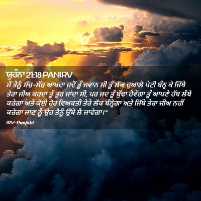 Picture 02 - ਯੂਹੰਨਾ 21:18 PANIRV - ਮੈਂ ਤੈਨੂੰ ਸੱਚ-ਸੱਚ - Bible Verse Picture