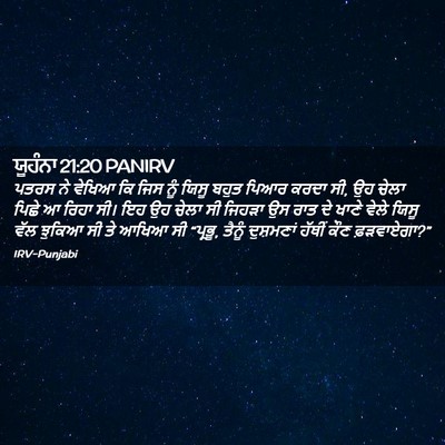 Picture 02 - ਯੂਹੰਨਾ 21:20 PANIRV - ਪਤਰਸ ਨੇ ਵੇਖਿਆ ਕਿ - Bible Verse Picture
