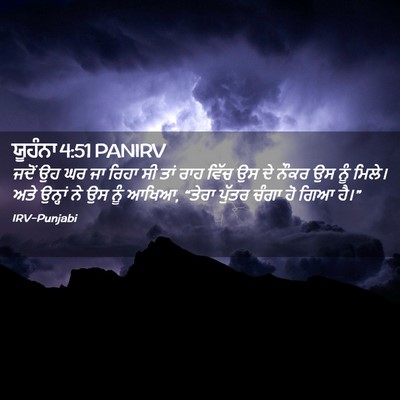 Picture 02 - ਯੂਹੰਨਾ 4:51 PANIRV - ਜਦੋਂ ਉਹ ਘਰ ਜਾ ਰਿਹਾ - Bible Verse Picture