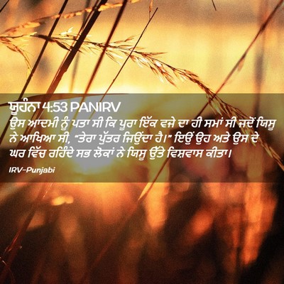 Picture 02 - ਯੂਹੰਨਾ 4:53 PANIRV - ਉਸ ਆਦਮੀ ਨੂੰ ਪਤਾ ਸੀ - Bible Verse Picture