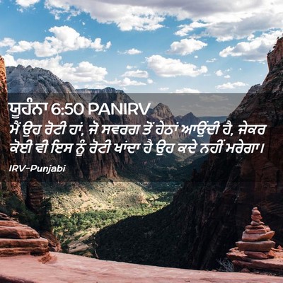 Picture 02 - ਯੂਹੰਨਾ 6:50 PANIRV - ਮੈਂ ਉਹ ਰੋਟੀ ਹਾਂ, ਜੋ - Bible Verse Picture