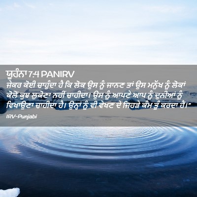 Picture 02 - ਯੂਹੰਨਾ 7:4 PANIRV - ਜੇਕਰ ਕੋਈ ਚਾਹੁੰਦਾ - Bible Verse Picture