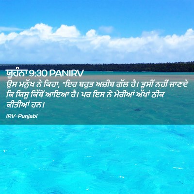 Picture 02 - ਯੂਹੰਨਾ 9:30 PANIRV - ਉਸ ਮਨੁੱਖ ਨੇ ਕਿਹਾ, - Bible Verse Picture