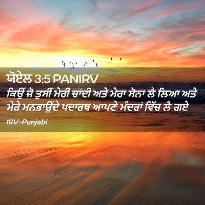 Picture 02 - ਯੋਏਲ 3:5 PANIRV - ਕਿਉਂ ਜੋ ਤੁਸੀਂ ਮੇਰੀ - Bible Verse Picture