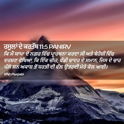 Picture 02 - ਰਸੂਲਾਂ ਦੇ ਕਰਤੱਬ 11:5 PANIRV - ਕਿ ਮੈਂ ਯਾਪਾ ਦੇ ਨਗਰ - Bible Verse Picture