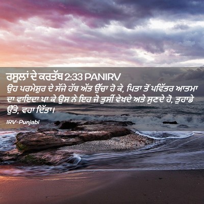 Picture 02 - ਰਸੂਲਾਂ ਦੇ ਕਰਤੱਬ 2:33 PANIRV - ਉਹ ਪਰਮੇਸ਼ੁਰ ਦੇ - Bible Verse Picture