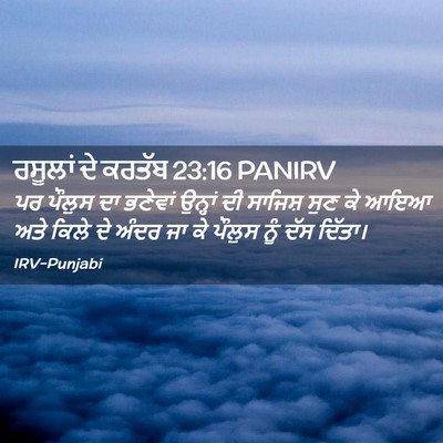 Picture 02 - ਰਸੂਲਾਂ ਦੇ ਕਰਤੱਬ 23:16 PANIRV - ਪਰ ਪੌਲੁਸ ਦਾ ਭਣੇਵਾਂ - Bible Verse Picture