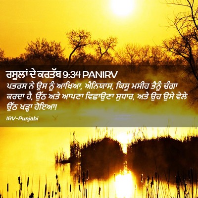 Picture 02 - ਰਸੂਲਾਂ ਦੇ ਕਰਤੱਬ 9:34 PANIRV - ਪਤਰਸ ਨੇ ਉਸ ਨੂੰ - Bible Verse Picture