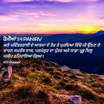 Picture 02 - ਰੋਮੀਆਂ 1:4 PANIRV - ਅਤੇ ਪਵਿੱਤਰਤਾਈ ਦੇ - Bible Verse Picture