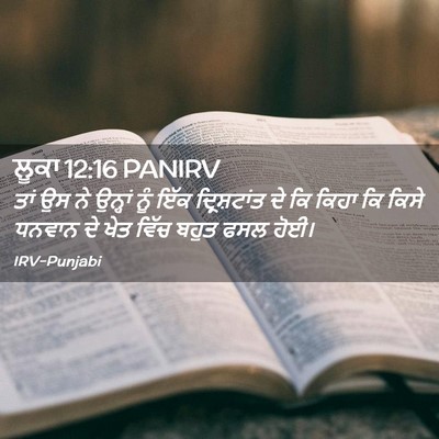 Picture 02 - ਲੂਕਾ 12:16 PANIRV - ਤਾਂ ਉਸ ਨੇ ਉਨ੍ਹਾਂ - Bible Verse Picture
