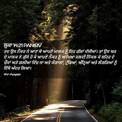 Picture 02 - ਲੂਕਾ 14:21 PANIRV - ਤਦ ਉਸ ਨੌਕਰ ਨੇ ਆਣ ਕੇ - Bible Verse Picture