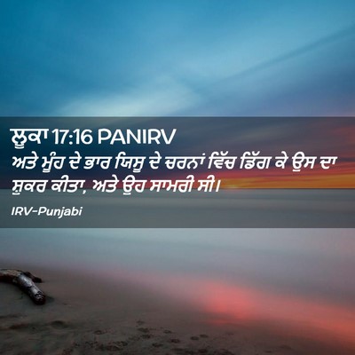 Picture 02 - ਲੂਕਾ 17:16 PANIRV - ਅਤੇ ਮੂੰਹ ਦੇ ਭਾਰ - Bible Verse Picture