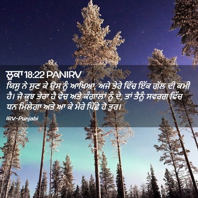 Picture 02 - ਲੂਕਾ 18:22 PANIRV - ਯਿਸੂ ਨੇ ਸੁਣ ਕੇ ਉਸ - Bible Verse Picture