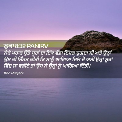 Picture 02 - ਲੂਕਾ 8:32 PANIRV - ਨੇੜੇ ਪਹਾੜ ਉੱਤੇ - Bible Verse Picture