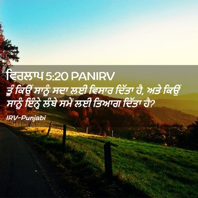 Picture 02 - ਵਿਰਲਾਪ 5:20 PANIRV - ਤੂੰ ਕਿਉਂ ਸਾਨੂੰ ਸਦਾ - Bible Verse Picture